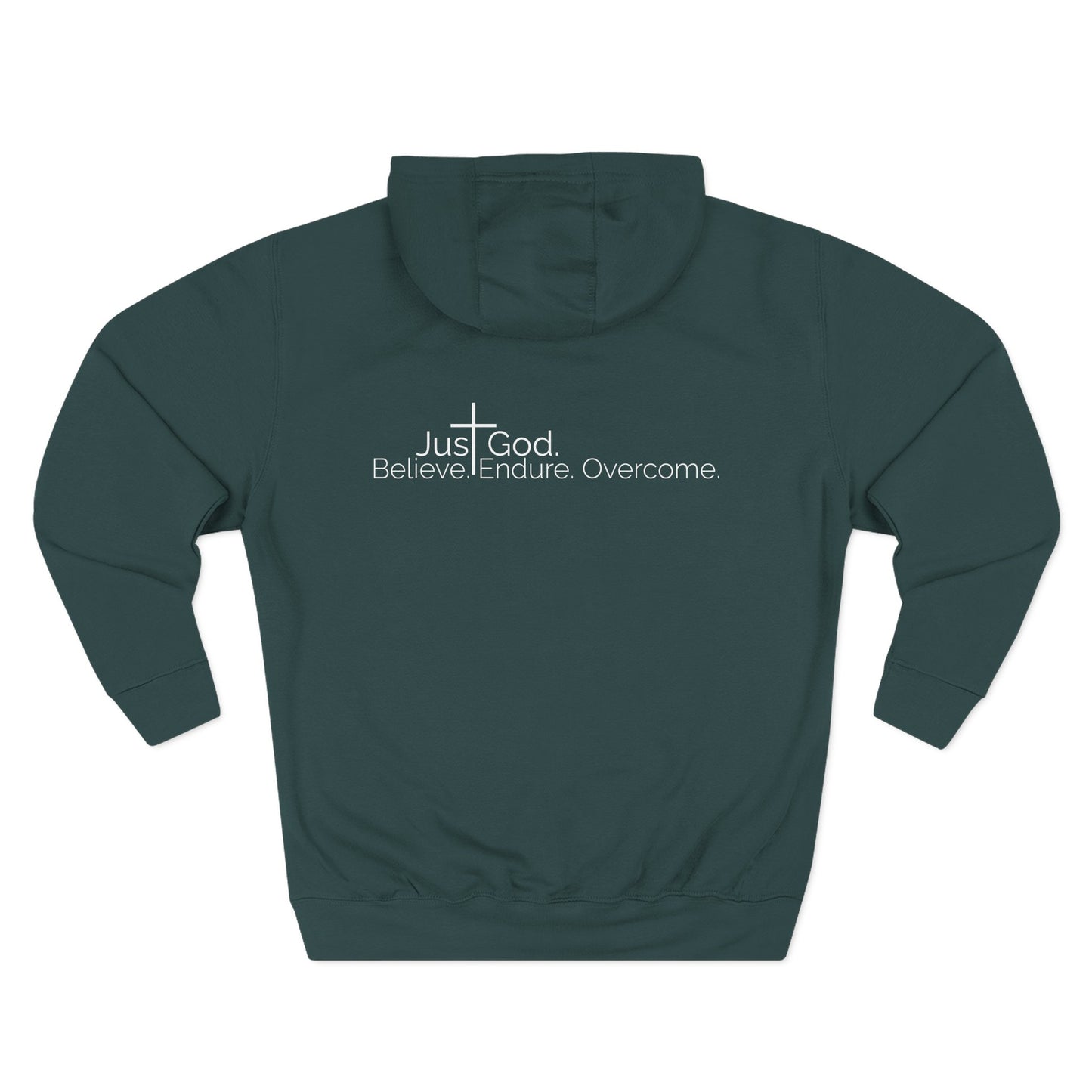Just God. Believe • Endure • Overcome | Unisex Fleece-Lined Hoodie