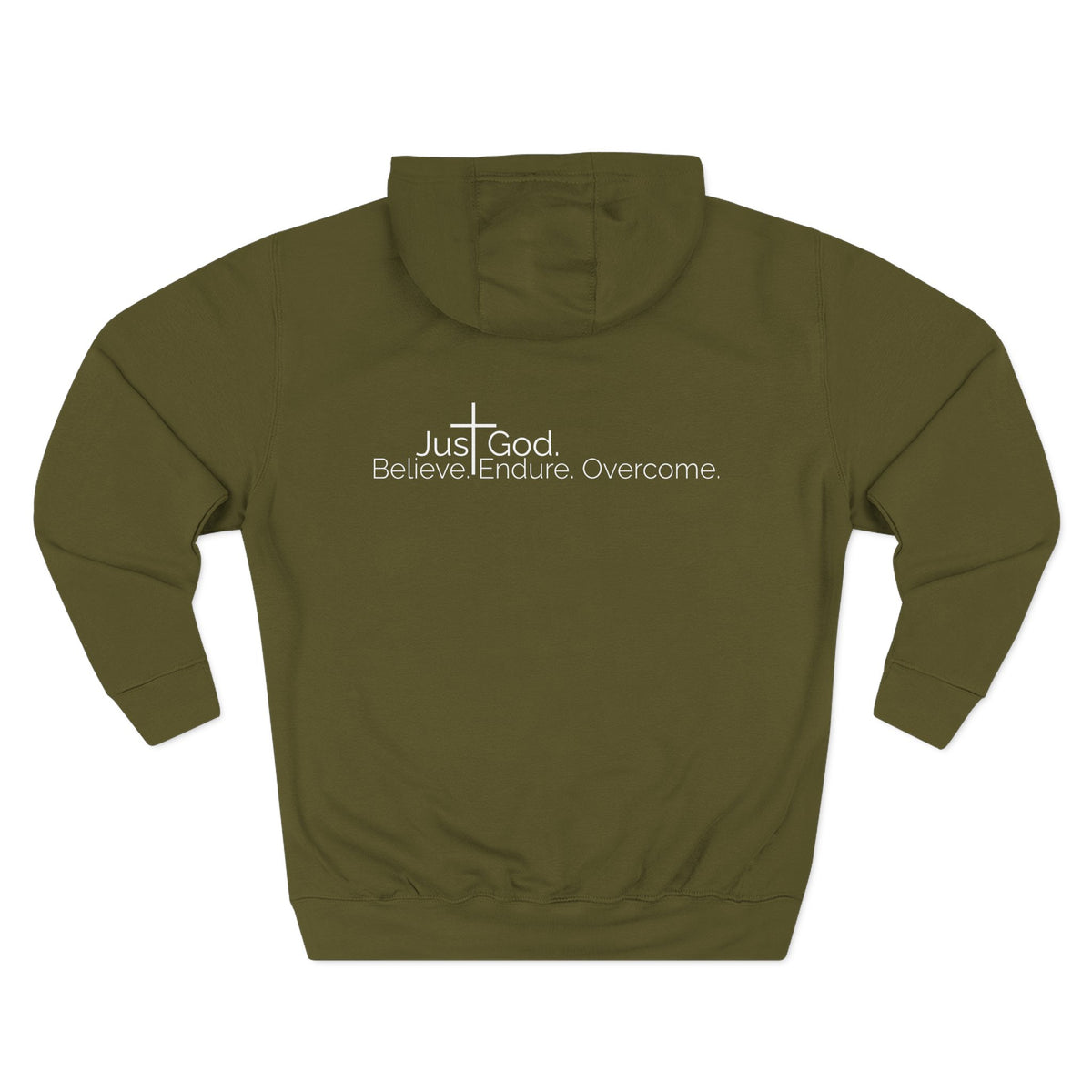 Just God. Believe • Endure • Overcome | Unisex Fleece-Lined Hoodie