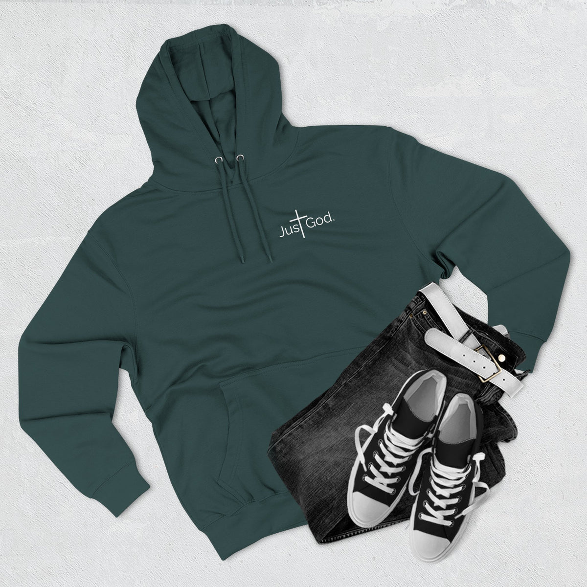 Just God. Believe • Endure • Overcome | Unisex Fleece-Lined Hoodie
